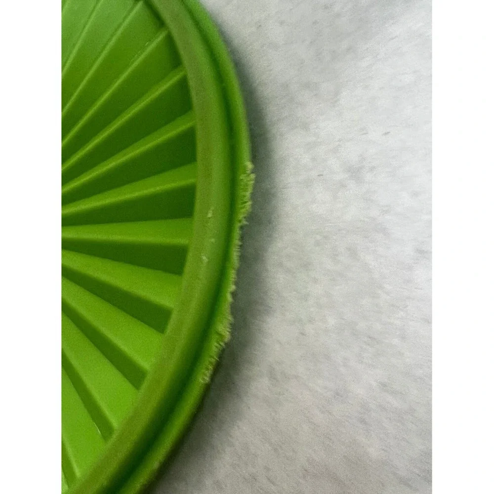 Vintage Tupperware Servalier Canister Lime Green Sunburst Lid Floral Graphic